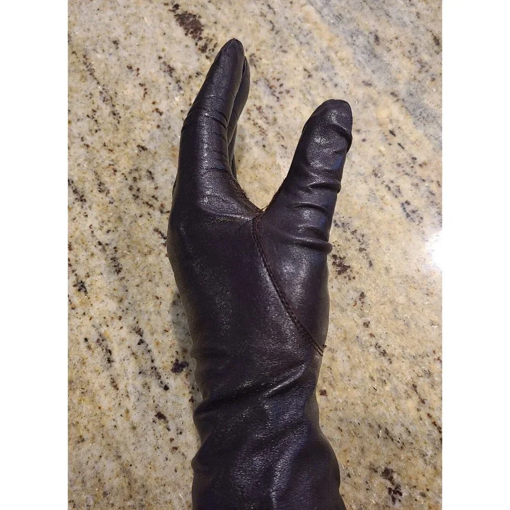 Vintage Size L Brown Leather Nylon Lined Formal 10